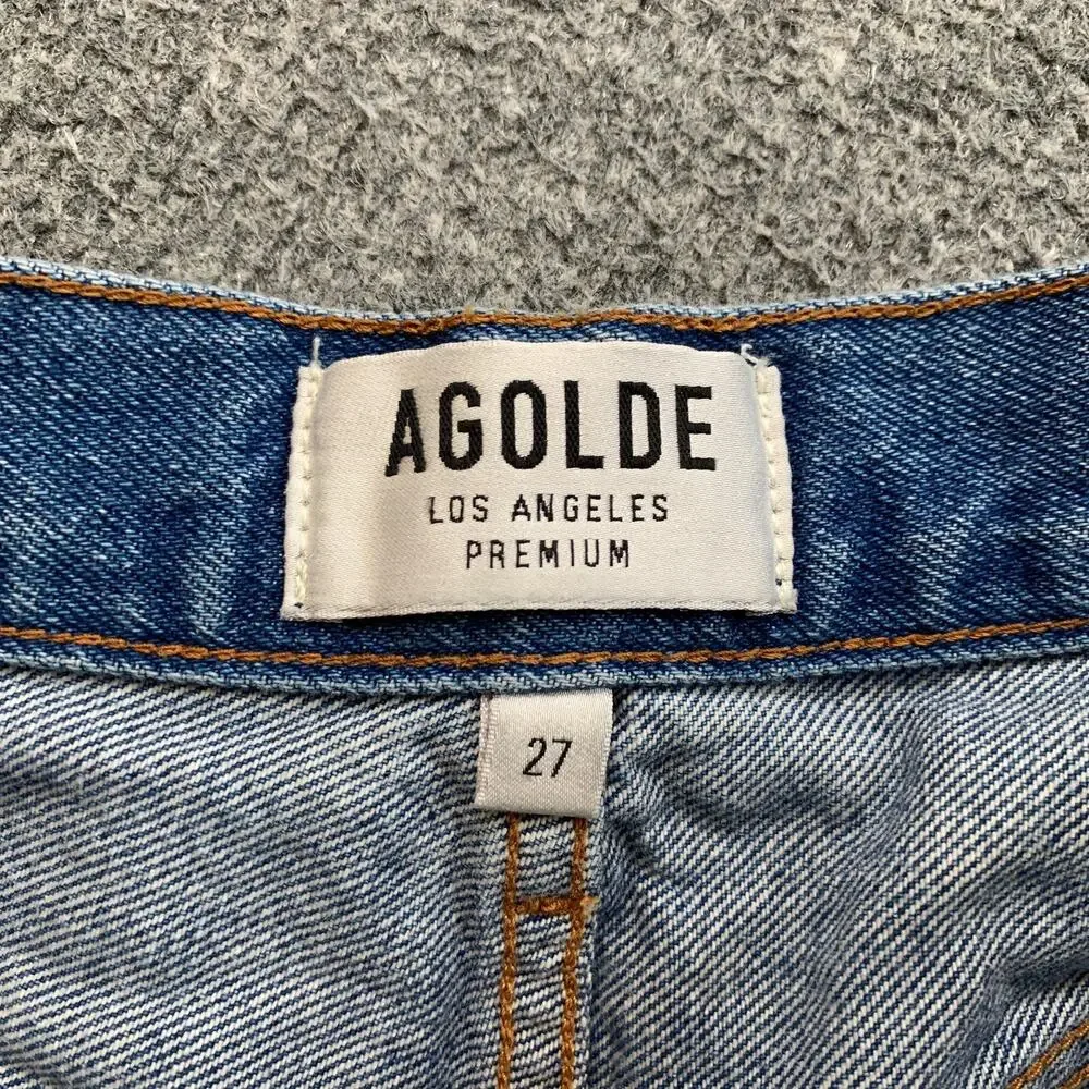 Agolde Jeans Womens 27 Denim Jamie High Rise Distressed Straight Leg Raw Hem